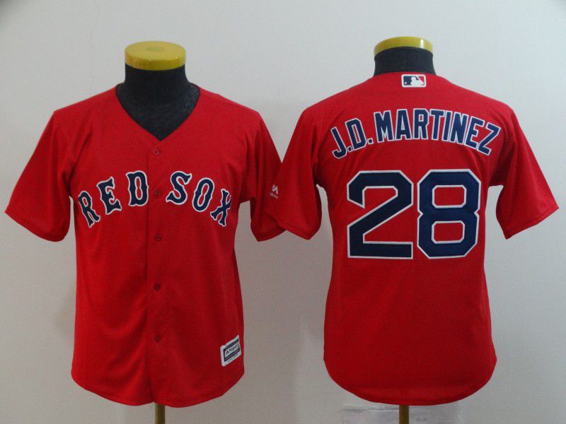 Youth Boston Red Sox 28 J.D.Martinez Red Game MLB Jerseys